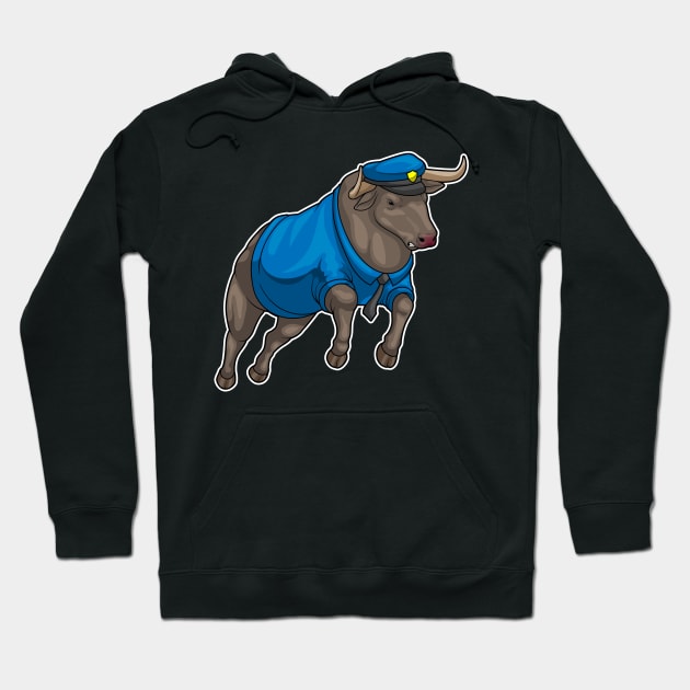 Bull Police Cop Police hat Hoodie by Markus Schnabel